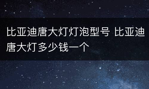 比亚迪唐大灯灯泡型号 比亚迪唐大灯多少钱一个