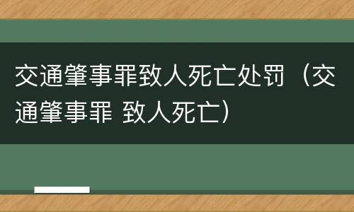 交通肇事罪致人死亡处罚（交通肇事罪 致人死亡）