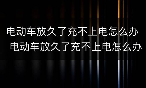 电动车放久了充不上电怎么办 电动车放久了充不上电怎么办一直亮绿灯