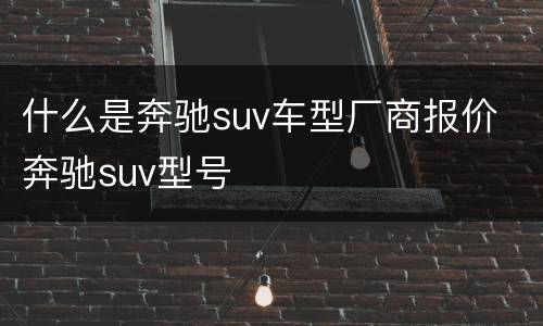 什么是奔驰suv车型厂商报价 奔驰suv型号