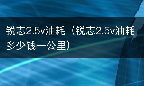 锐志2.5v油耗（锐志2.5v油耗多少钱一公里）