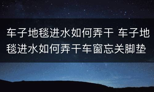 车子地毯进水如何弄干 车子地毯进水如何弄干车窗忘关脚垫进水了