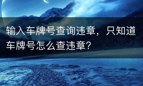 输入车牌号查询违章，只知道车牌号怎么查违章?