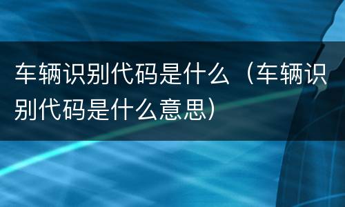 车辆识别代码是什么（车辆识别代码是什么意思）