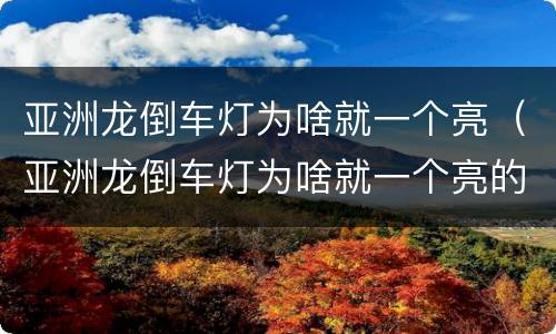 亚洲龙倒车灯为啥就一个亮（亚洲龙倒车灯为啥就一个亮的）
