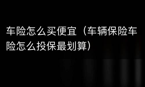车险怎么买便宜（车辆保险车险怎么投保最划算）