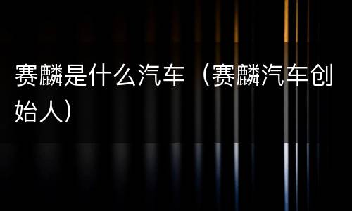 赛麟是什么汽车（赛麟汽车创始人）