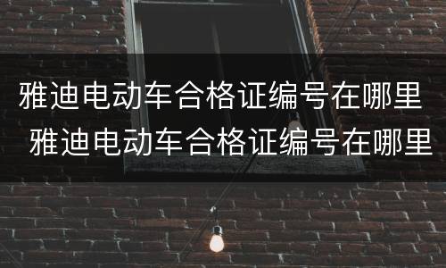 雅迪电动车合格证编号在哪里 雅迪电动车合格证编号在哪里找