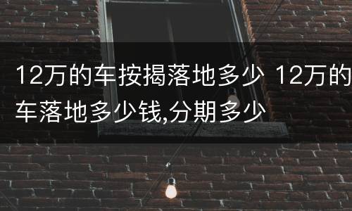 12万的车按揭落地多少 12万的车落地多少钱,分期多少