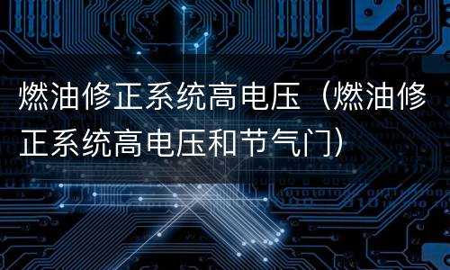 燃油修正系统高电压（燃油修正系统高电压和节气门）