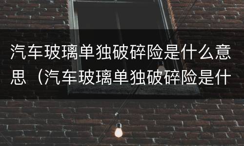 汽车玻璃单独破碎险是什么意思（汽车玻璃单独破碎险是什么意思呀）