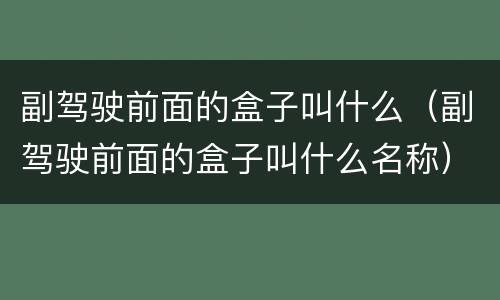 副驾驶前面的盒子叫什么（副驾驶前面的盒子叫什么名称）