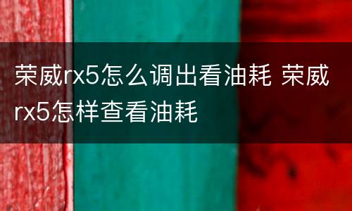 荣威rx5怎么调出看油耗 荣威rx5怎样查看油耗
