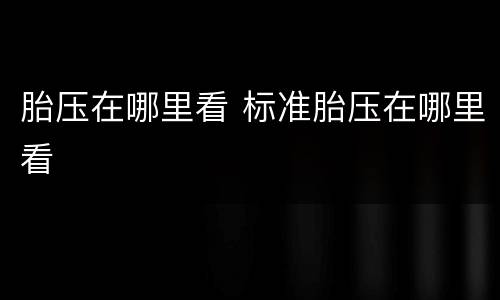 胎压在哪里看 标准胎压在哪里看