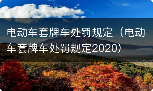 电动车套牌车处罚规定（电动车套牌车处罚规定2020）