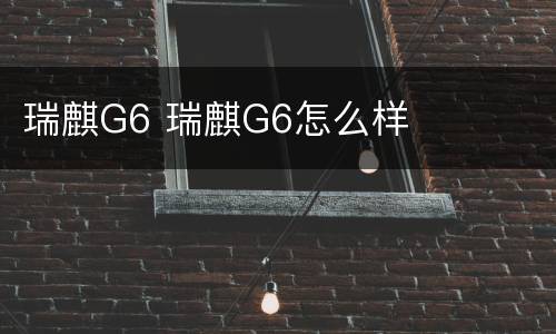 瑞麒G6 瑞麒G6怎么样