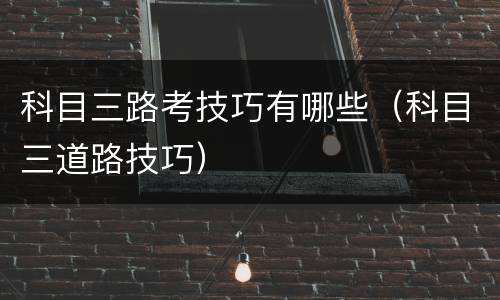 科目三路考技巧有哪些（科目三道路技巧）