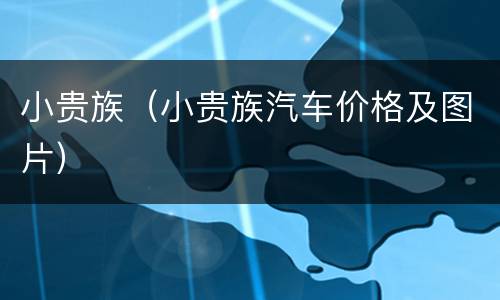 小贵族（小贵族汽车价格及图片）