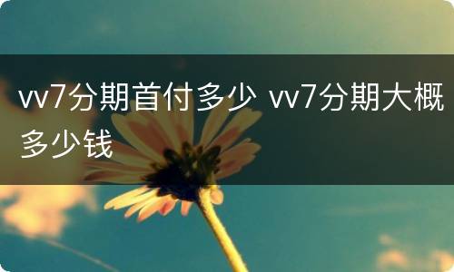 vv7分期首付多少 vv7分期大概多少钱