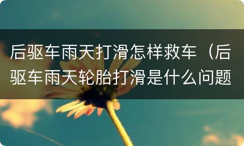 后驱车雨天打滑怎样救车（后驱车雨天轮胎打滑是什么问题）