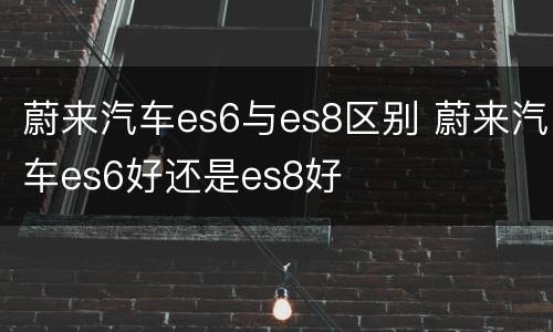蔚来汽车es6与es8区别 蔚来汽车es6好还是es8好