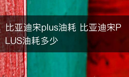 比亚迪宋plus油耗 比亚迪宋PLUS油耗多少