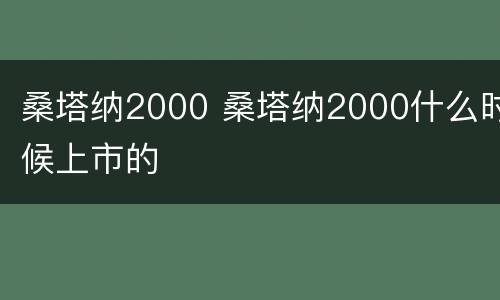 桑塔纳2000 桑塔纳2000什么时候上市的