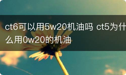 ct6可以用5w20机油吗 ct5为什么用0w20的机油