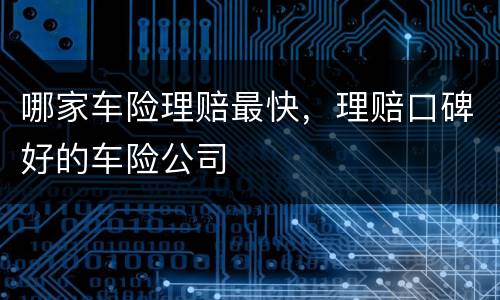 哪家车险理赔最快，理赔口碑好的车险公司