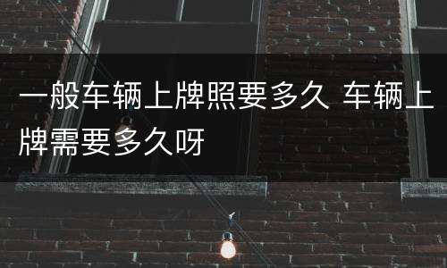 一般车辆上牌照要多久 车辆上牌需要多久呀