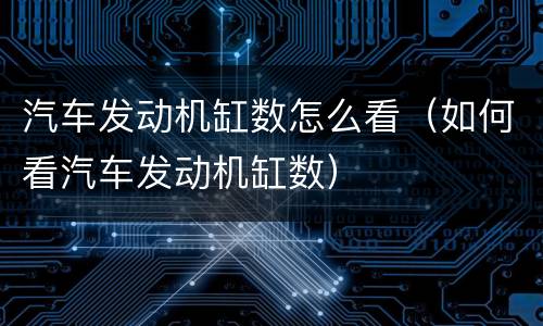 汽车发动机缸数怎么看（如何看汽车发动机缸数）
