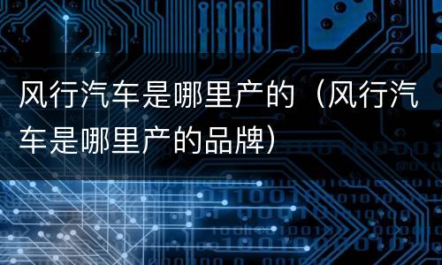 风行汽车是哪里产的（风行汽车是哪里产的品牌）