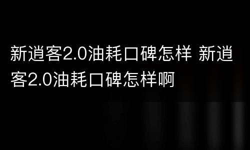 新逍客2.0油耗口碑怎样 新逍客2.0油耗口碑怎样啊