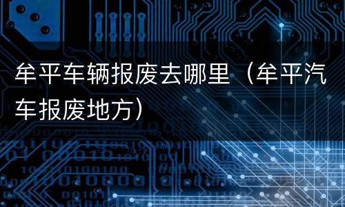 牟平车辆报废去哪里（牟平汽车报废地方）