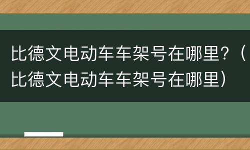 比德文电动车车架号在哪里?（比德文电动车车架号在哪里）