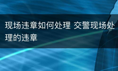 现场违章如何处理 交警现场处理的违章