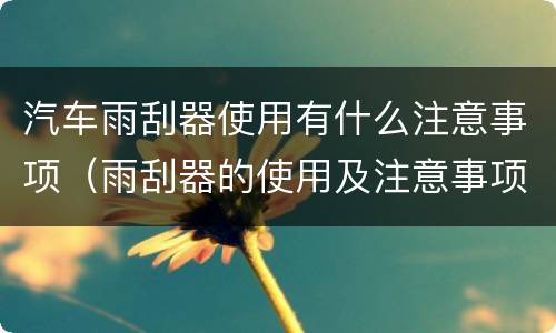 汽车雨刮器使用有什么注意事项（雨刮器的使用及注意事项）
