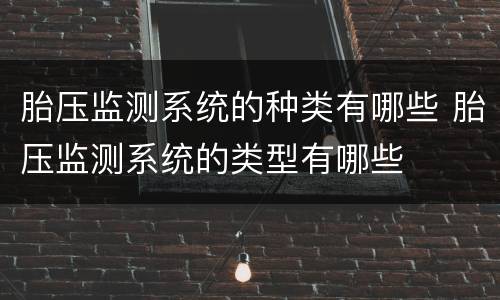 胎压监测系统的种类有哪些 胎压监测系统的类型有哪些