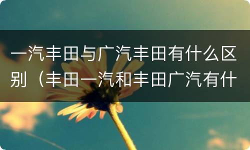 一汽丰田与广汽丰田有什么区别（丰田一汽和丰田广汽有什么区别）
