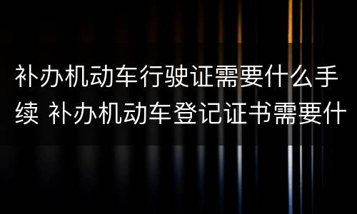补办机动车行驶证需要什么手续 补办机动车登记证书需要什么资料