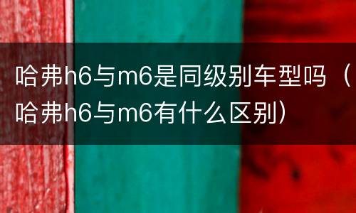 哈弗h6与m6是同级别车型吗（哈弗h6与m6有什么区别）