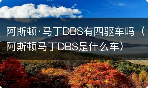 阿斯顿·马丁DBS有四驱车吗（阿斯顿马丁DBS是什么车）
