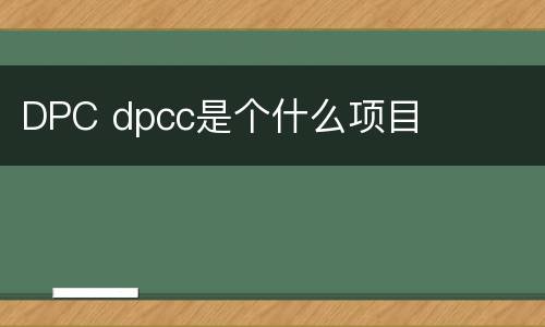 DPC dpcc是个什么项目