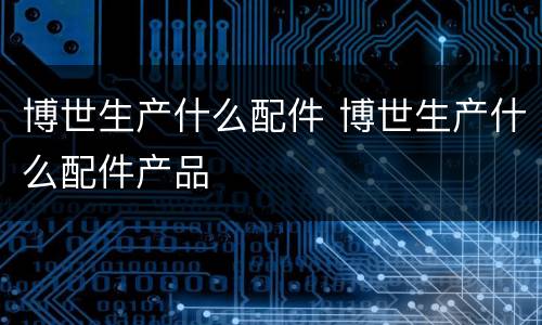 博世生产什么配件 博世生产什么配件产品
