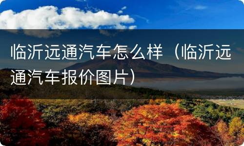 临沂远通汽车怎么样（临沂远通汽车报价图片）
