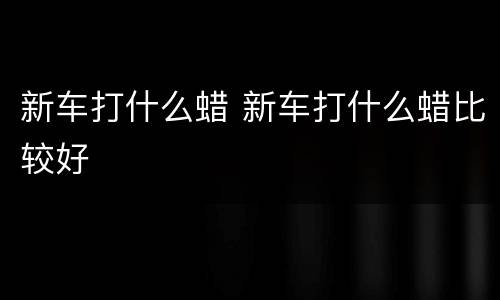 新车打什么蜡 新车打什么蜡比较好