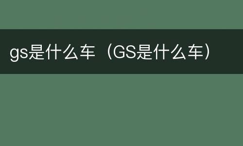 gs是什么车（GS是什么车）