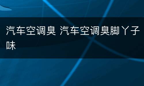 汽车空调臭 汽车空调臭脚丫子味