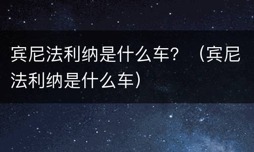 宾尼法利纳是什么车？（宾尼法利纳是什么车）