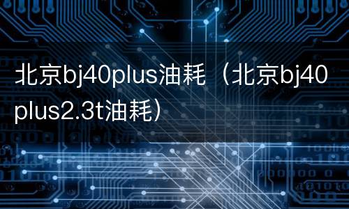 北京bj40plus油耗（北京bj40plus2.3t油耗）